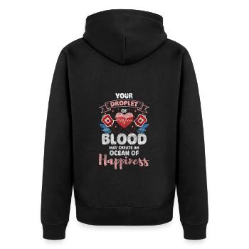 Blutspender Miteinander Spende - Unisex Premium Bio Zip Hoodie - Schwarz - Hinten - Nico (187cm)