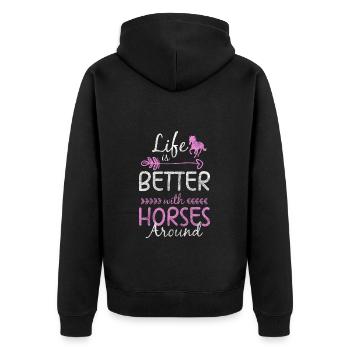 Horse riding Sport riding Animals Hooves - Unisex Premium Organic Zip Hoodie - black - Back - Nico (187cm)