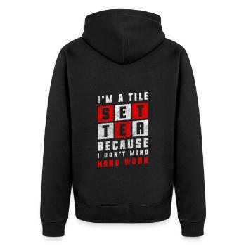 Bodenleger Hausbauer Fachrichtung Bauwesen - Unisex Premium Bio Zip Hoodie - Schwarz - Hinten - Nico (187cm)