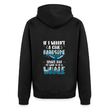 Wal Ozean Maritim - Unisex Premium Bio Zip Hoodie - Schwarz - Hinten - Nico (187cm)