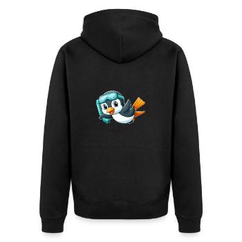 Cute Penguin Cartoon Diver Deep Sea Diver - Unisex Premium Organic Zip Hoodie - black - Back - Nico (187cm)