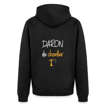 Daron du chantier t-shirt grutier - Veste à capuche bio Premium Unisexe - noir - Dos - Nico (187cm)