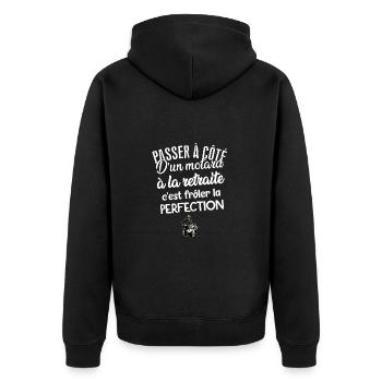 Passer à côté d'un motard à la retraite papy - Veste à capuche bio Premium Unisexe - noir - Dos - Nico (187cm)