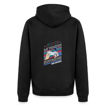Je suis le tonton suprême des gamers t-shirt - Veste à capuche bio Premium Unisexe - noir - Dos - Nico (187cm)