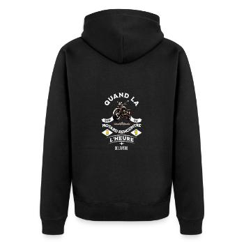 Homme humour moto apéro bière cadeau pour motard - Veste à capuche bio Premium Unisexe - noir - Dos - Nico (187cm)