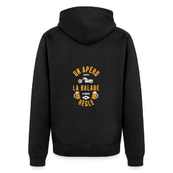 Humour bière apéro moto homme cadeau pour motard - Veste à capuche bio Premium Unisexe - noir - Dos - Nico (187cm)
