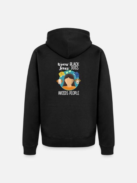 Introvert - Unisex Premium Organic Zip Hoodie - black