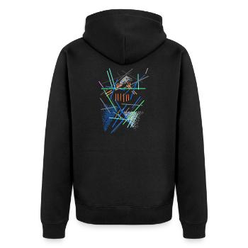 Architektur Muster - Abstrakt - Unisex Premium Bio Zip Hoodie - Schwarz - Hinten - Nico (187cm)