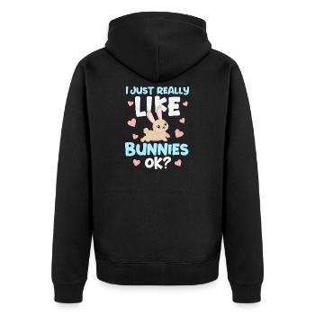 Rabbit Rabbit - Unisex Premium Organic Zip Hoodie - black - Back - Nico (187cm)