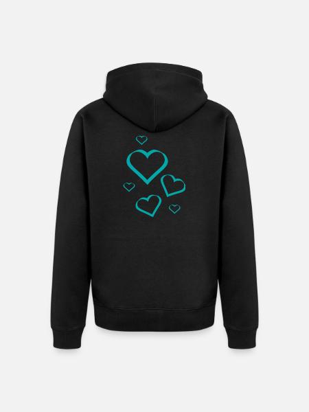 Blaues Herz Muster Herzmuster Geschenk - Unisex Premium Bio Zip Hoodie - Schwarz