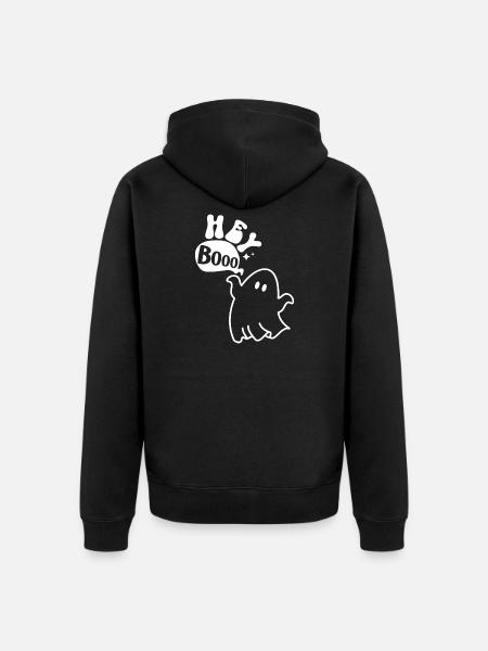 Halloween ghost knows Hey Booo - Unisex Premium Organic Zip Hoodie - black