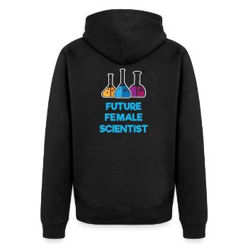 Zukünftige Wissenschaftlerin - Unisex Premium Bio Zip Hoodie - Schwarz - Hinten - Nico (187cm)