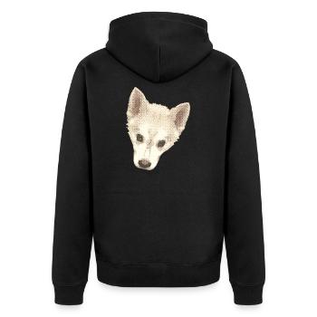 süßes Hündchen, Hundebaby Gesicht wasserpixel - Unisex Premium Bio Zip Hoodie - Schwarz - Hinten - Nico (187cm)