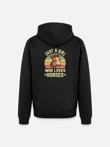 Pferd Pferde - Unisex Premium Bio Zip Hoodie - Schwarz