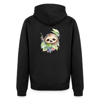 Faultier - Unisex Premium Bio Zip Hoodie - Schwarz - Hinten - Nico (187cm)