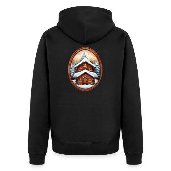 Wooden hut, Christmas house - Unisex Premium Organic Zip Hoodie - black - Back - Nico (187cm)