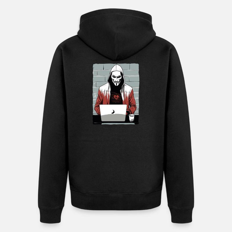 Anonymous Hacker - Unisex Premium Bio Zip Hoodie - Schwarz