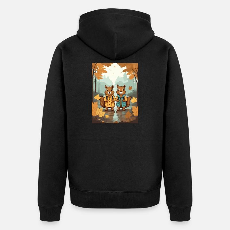 Écureuils mignons - Veste à capuche bio Premium Unisexe - noir