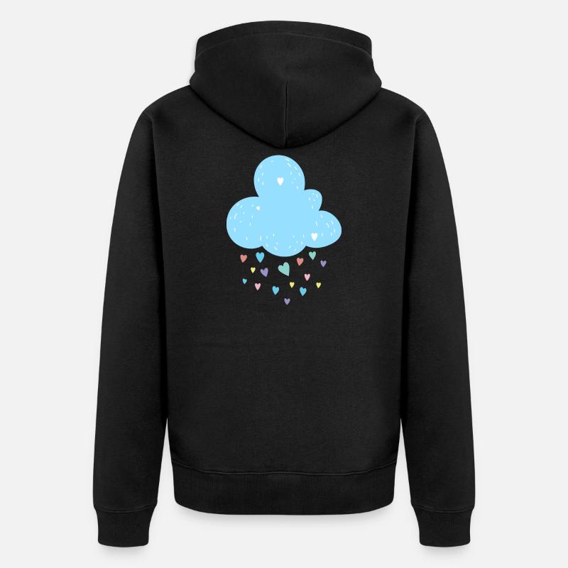 Nuage Pastel Coeurs Douche - Veste à capuche bio Premium Unisexe - noir