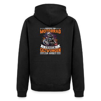 Motorrad Motorradfahrer Spruch - Unisex Premium Bio Zip Hoodie - Schwarz - Hinten - Nico (187cm)