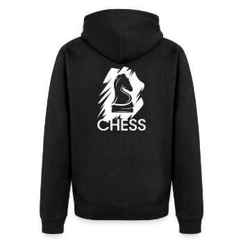 Schach Symbol Pferd Logo Verein Team Grafik icon - Unisex Premium Bio Zip Hoodie - Schwarz - Hinten - Nico (187cm)