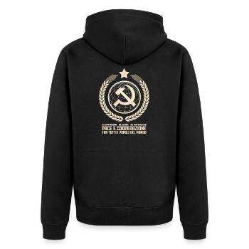 Communist Internationalism - Unisex Premium Organic Zip Hoodie - black - Back - Nico (187cm)