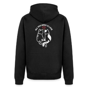 Cats - All You Need is Love - Unisex Premium Organic Zip Hoodie - black - Back - Nico (187cm)