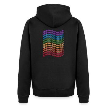 Lgbt. Embrace diversity - Unisex Premium Organic Zip Hoodie - black - Back - Nico (187cm)