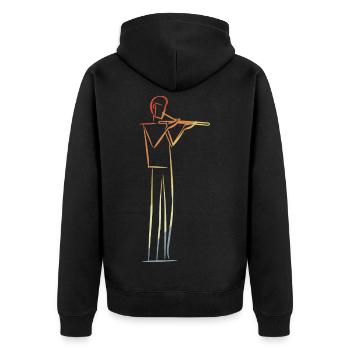 Flute Player Drawing Retro - Unisex Premium Organic Zip Hoodie - black - Back - Nico (187cm)