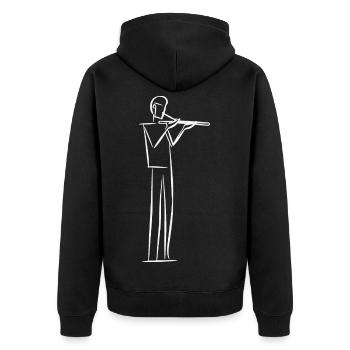 Flautist Line Art - Unisex Premium Organic Zip Hoodie - black - Back - Nico (187cm)