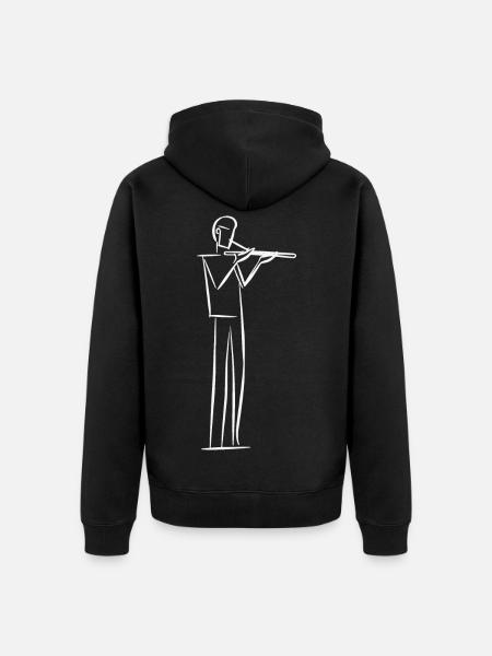 Flautist Line Art - Unisex Premium Organic Zip Hoodie - black