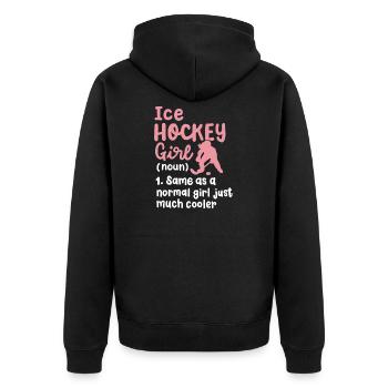 Eishockey Eishockeyspielerin - Unisex Premium Bio Zip Hoodie - Schwarz - Hinten - Nico (187cm)