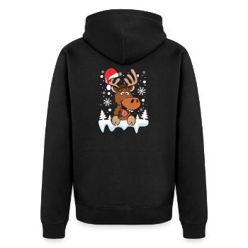 Cooles Rentier Weihnachtsmütze Schnee Weihnachten - Unisex Premium Bio Zip Hoodie - Schwarz - Hinten - Nico (187cm)