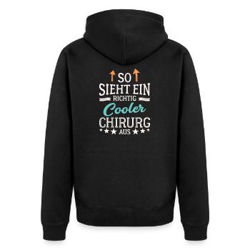 So sieht ein richtig cooler Chirurg aus Mediziner - Unisex Premium Bio Zip Hoodie - Schwarz - Hinten - Nico (187cm)