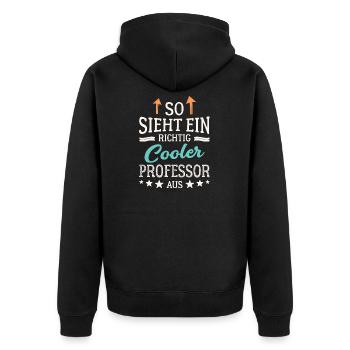 So sieht ein richtig cooler Professor aus - Unisex Premium Bio Zip Hoodie - Schwarz - Hinten - Nico (187cm)