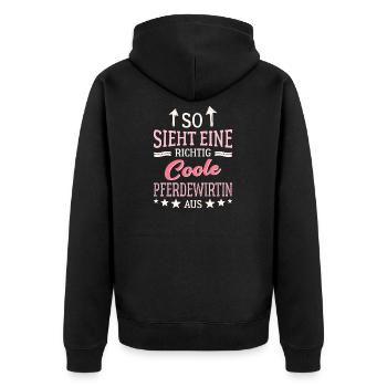 So sieht eine richtig coole Pferdewirtin aus Pferd - Unisex Premium Bio Zip Hoodie - Schwarz - Hinten - Nico (187cm)