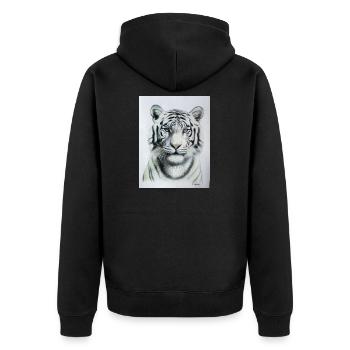 White Tiger - Weisser Tiger - Unisex Premium Organic Zip Hoodie - black - Back - Nico (187cm)