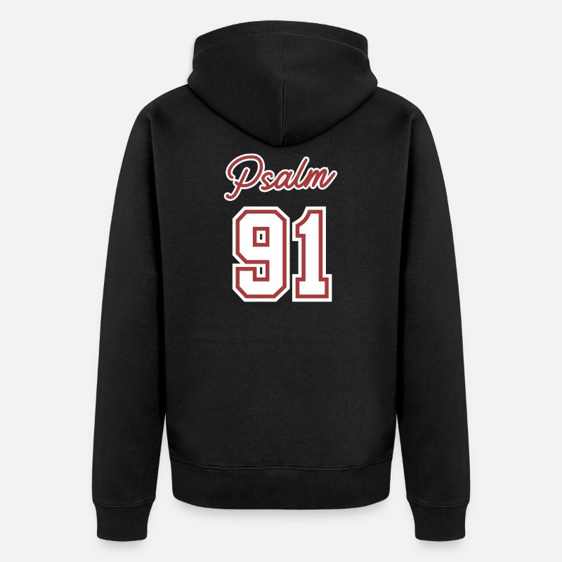 Psalm 91 Bibelvers. - Unisex Premium Bio Zip Hoodie - Schwarz