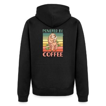 Coffee Sloth - Unisex Premium Organic Zip Hoodie - black - Back - Nico (187cm)
