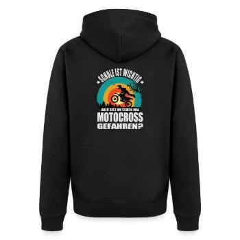 Motocrossfahrer Geschenke Motocross Biker Sprüche - Unisex Premium Bio Zip Hoodie - Schwarz - Hinten - Nico (187cm)