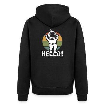 Hello Astronaut cartoon - Space retro comic - Unisex Premium Organic Zip Hoodie - black - Back - Nico (187cm)