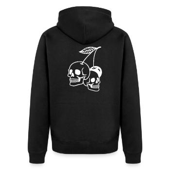 Cherry Skull Art Illustration - Unisex Premium Organic Zip Hoodie - black - Back - Nico (187cm)