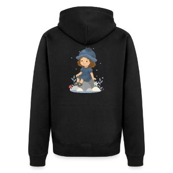 Jolie Illustration De Fille Myrtille - Veste à capuche bio Premium Unisexe - noir - Dos - Nico (187cm)
