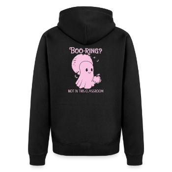 Funny Teacher Skeleton Halloween Classroom - Unisex Premium Organic Zip Hoodie - black - Back - Nico (187cm)