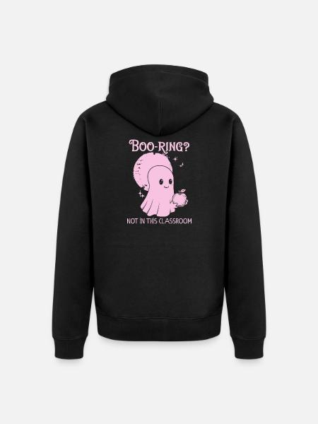 Funny Teacher Skeleton Halloween Classroom - Unisex Premium Organic Zip Hoodie - black