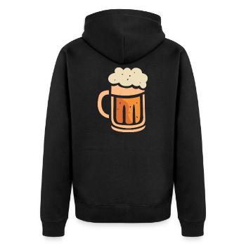 Bierkrug mit Schaum – Lustiges Cartoon-Design - Unisex Premium Bio Zip Hoodie - Schwarz - Hinten - Nico (187cm)