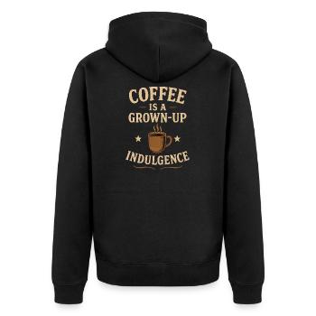 Kaffeegenuss für Erwachsene - Unisex Premium Bio Zip Hoodie - Schwarz - Hinten - Nico (187cm)