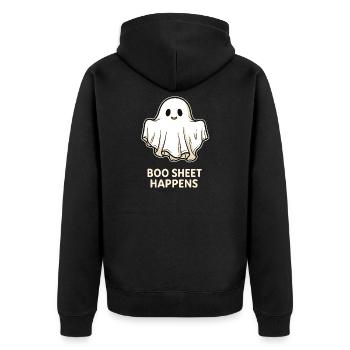 Boo Sheet Happens - Drôle de fantôme d’Halloween - Veste à capuche bio Premium Unisexe - noir - Dos - Nico (187cm)
