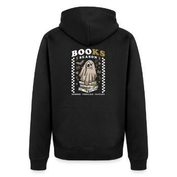 Gruselige Bücher Saison – Halloween süßer Geist - Unisex Premium Bio Zip Hoodie - Schwarz - Hinten - Nico (187cm)