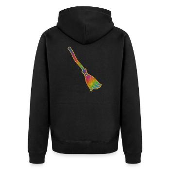 Magic Broom | Witches' Broom | Rainbow Broom Glitter - Unisex Premium Organic Zip Hoodie - black - Back - Nico (187cm)